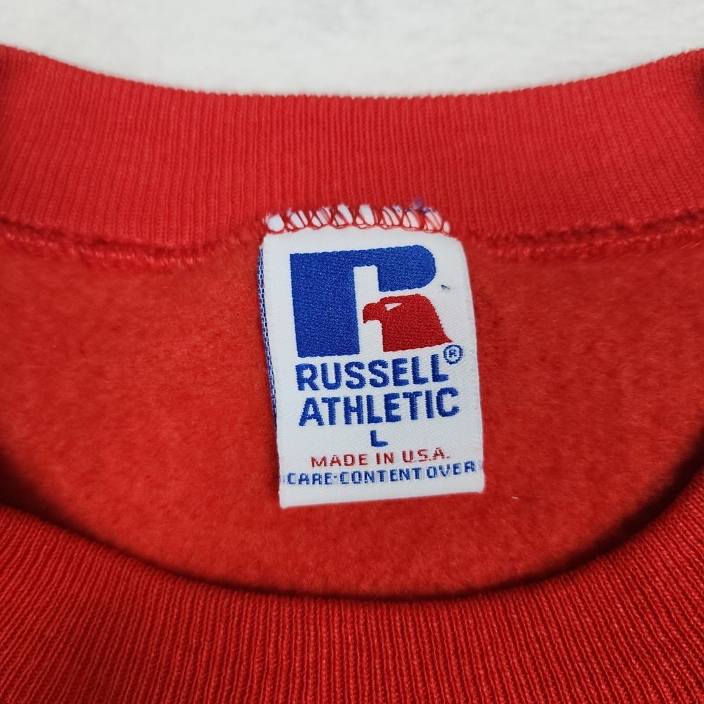 Vintage Russell Sweatshirt Mens Large Red Athletic Resolution Trust NWT USA - Picture 4 of 10